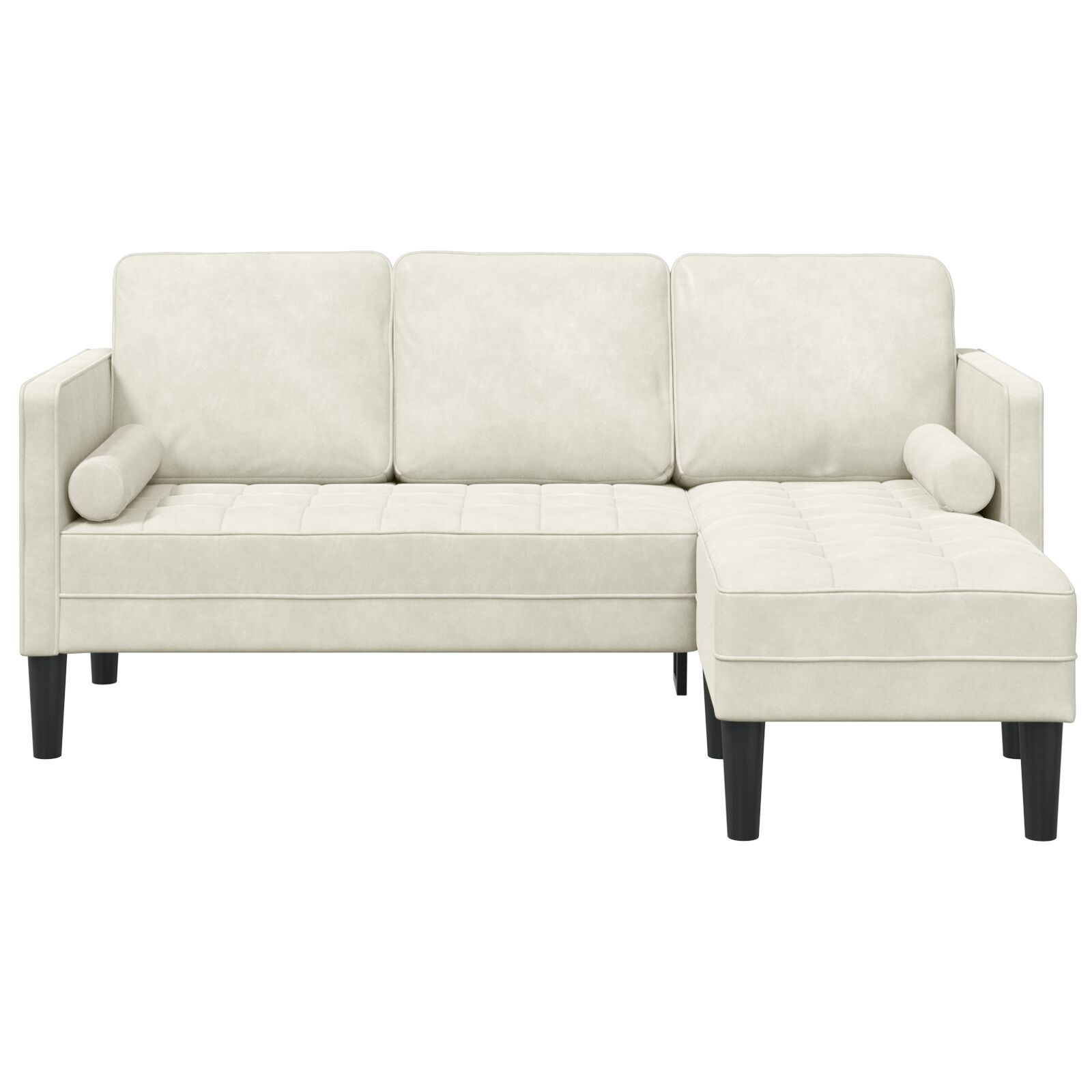Sofa de Grădină vidaXL cu Bancă și Perne în Formă de L din Catifea Crem Sofa de Grădină vidaXL cu Bancă și Perne în Formă de L din Catifea Crem