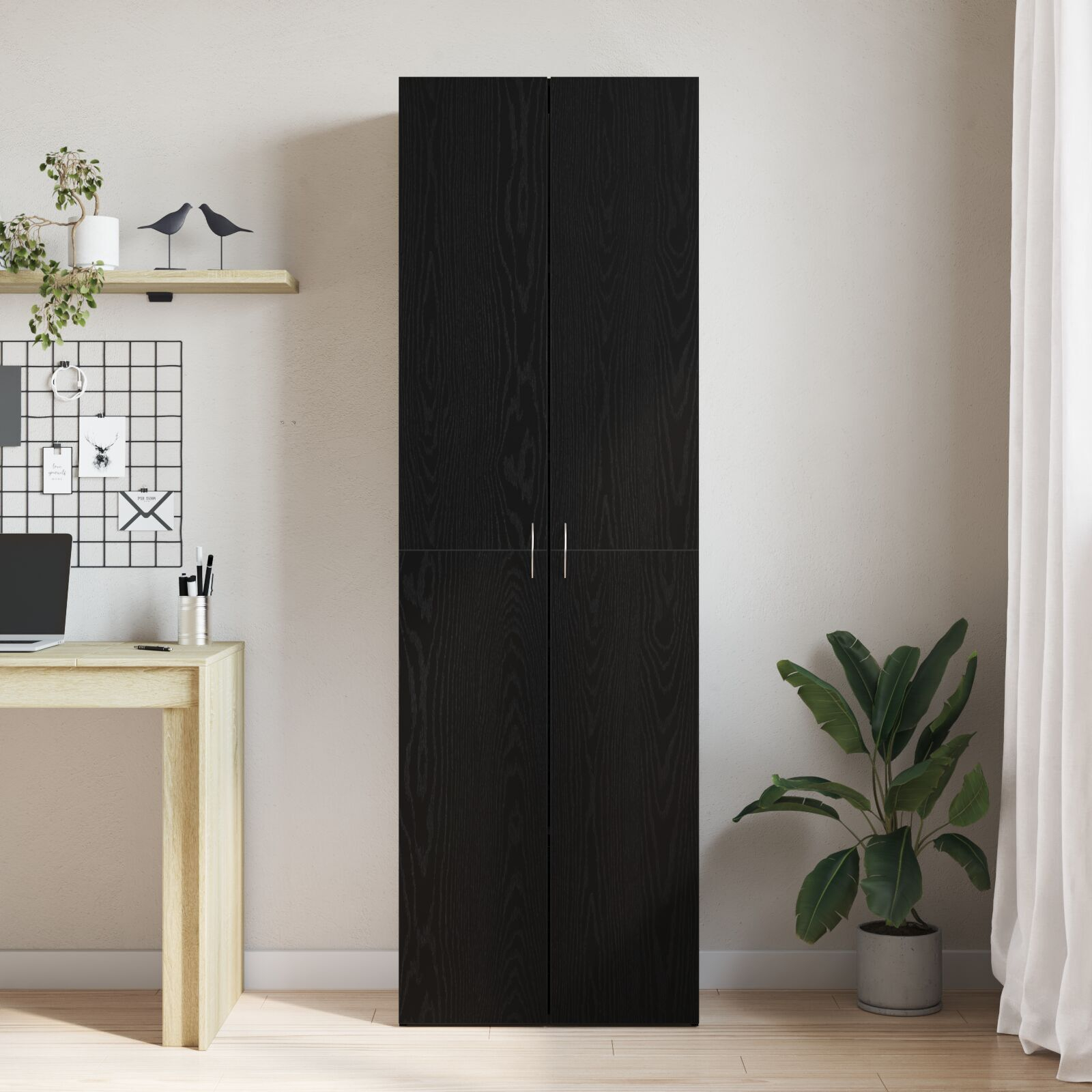 vidaXL Dulap de birou Negru Stejar 60 x 32 x 190 cm, făcut din lemn stratificat. vidaXL Dulap de birou Negru Stejar 60 x 32 x 190 cm, făcut din lemn stratificat.