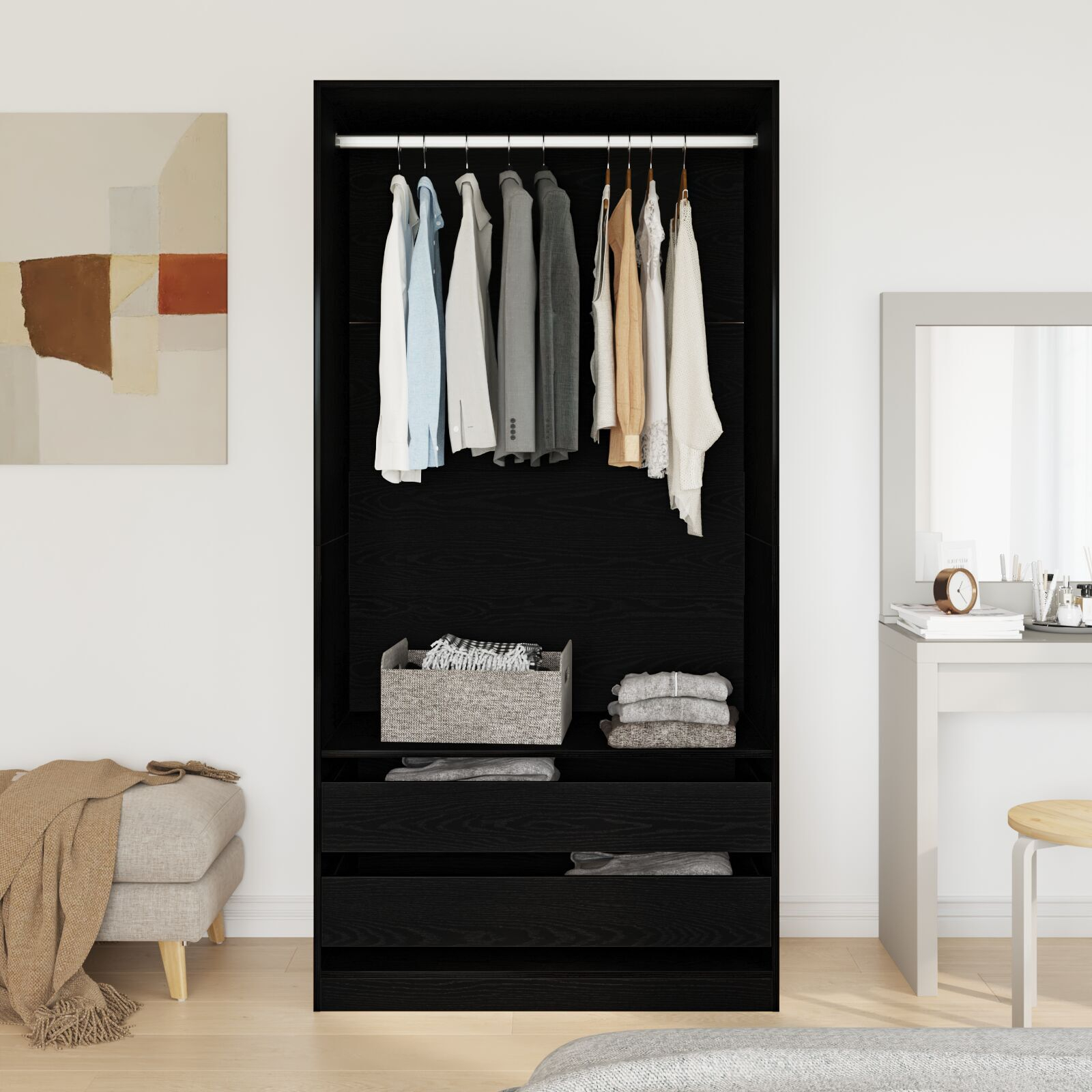 vidaXL <strong> Dulap Negru din Stejar</strong> - 100 x 50 x 200 cm - Fabricat din Lemn Prelucrat vidaXL <strong> Dulap Negru din Stejar</strong> - 100 x 50 x 200 cm - Fabricat din Lemn Prelucrat