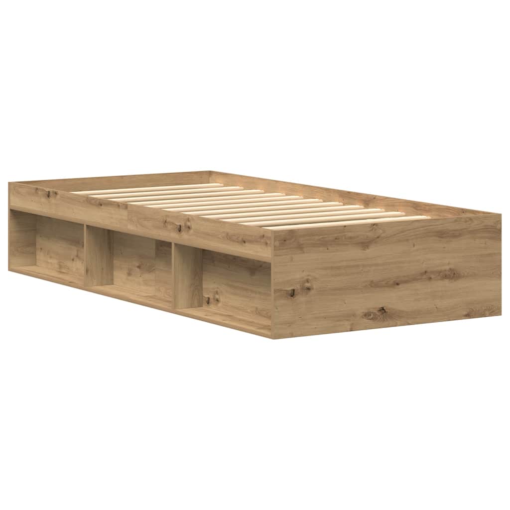vidaXL Cadru de pat fără saltea Stejar Artisan 75x190cm Lemn prelucrat