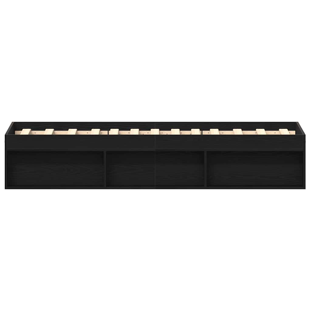 vidaXL Cadru de pat fără saltea Stejar negru 75x190 cm Lemn prelucrat vidaXL Cadru de pat fără saltea Stejar negru 75x190 cm Lemn prelucrat