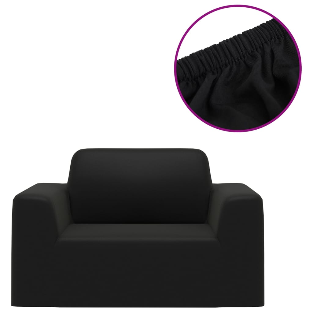 vidaXL Husă elastică pentru canapea, negru, tricot poliester vidaXL Husă elastică pentru canapea, negru, tricot poliester