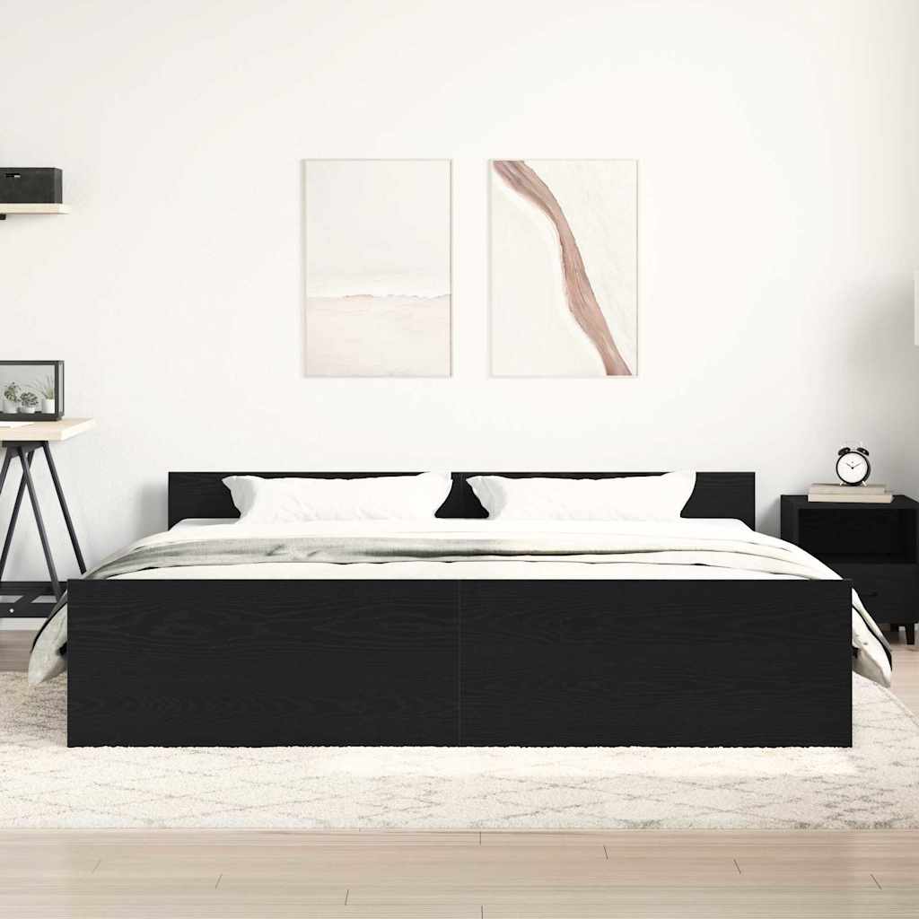 vidaXL Cadru de pat fără saltea, stejar negru, 180x200 cm, lemn stratificat vidaXL Cadru de pat fără saltea, stejar negru, 180x200 cm, lemn stratificat