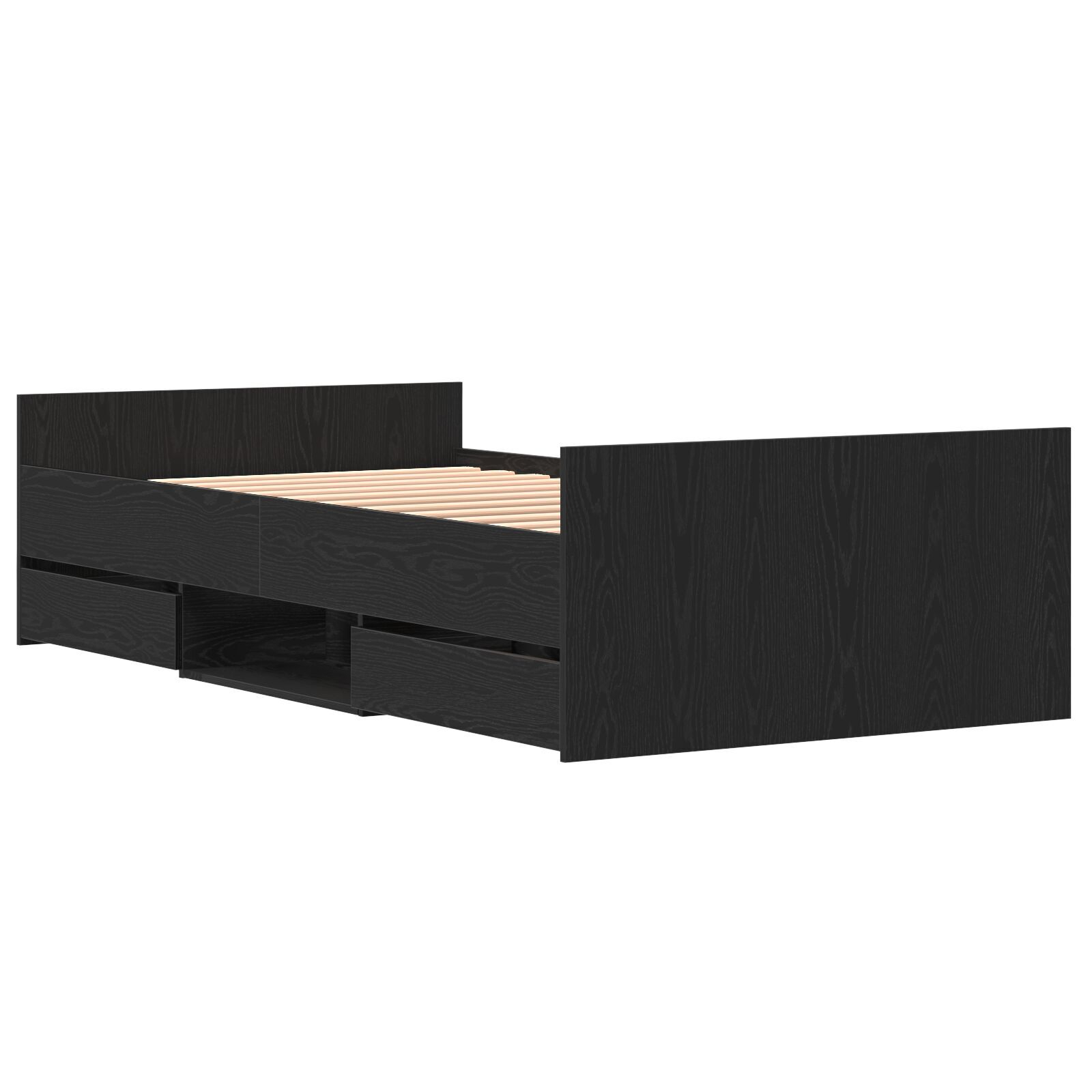 vidaXL Cadru de pat cu sertar Stejar negru 100 x 200 cm Lemn compozit