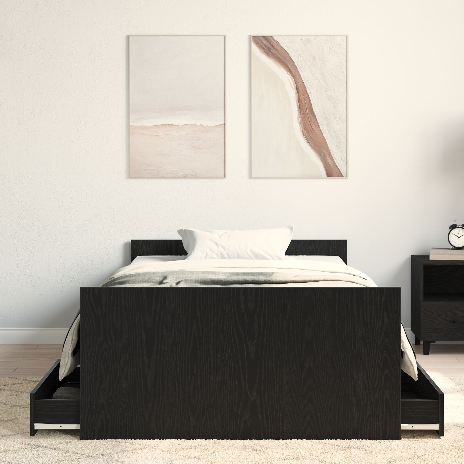 vidaXL Cadru de pat cu sertar Stejar negru 90 x 190 cm Lemn compozit