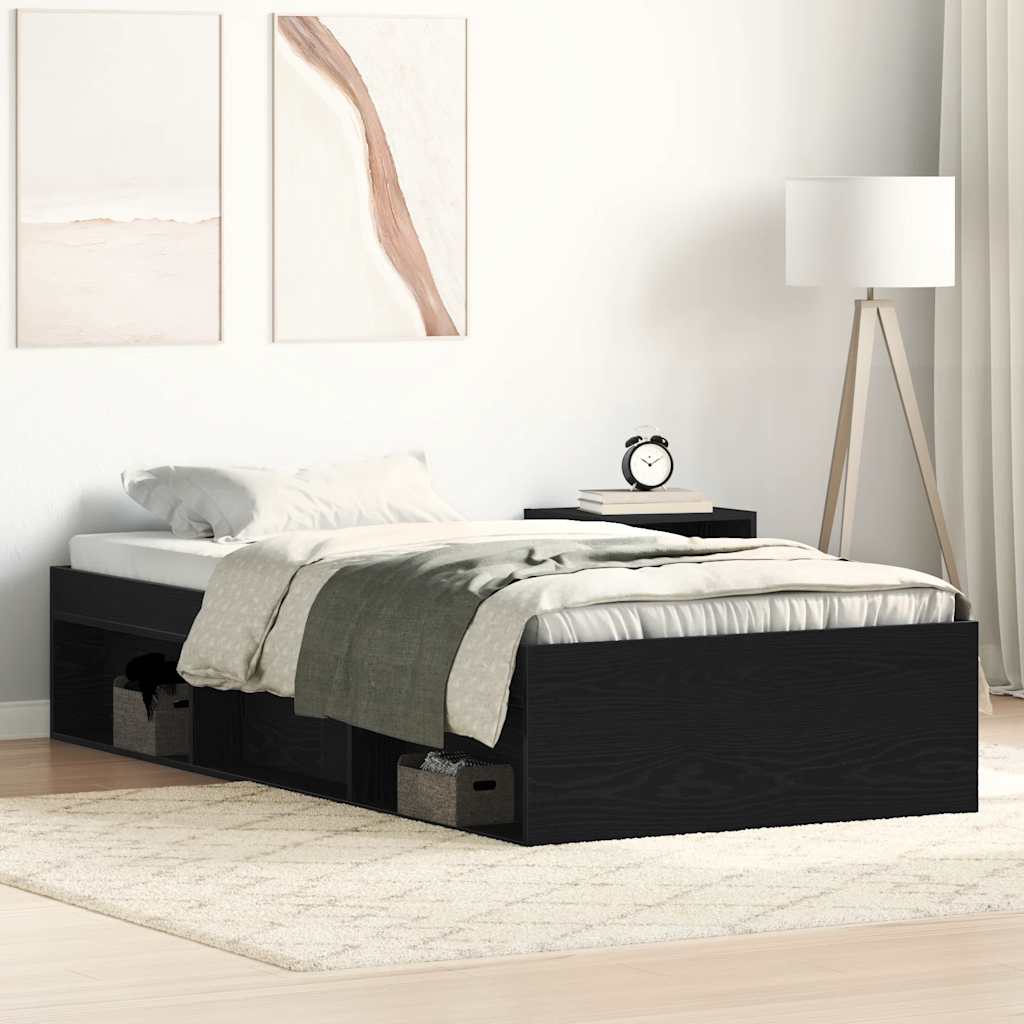 vidaXL Cadru de pat fără saltea Stejar negru 90x200 cm Lemn prelucrat vidaXL Cadru de pat fără saltea Stejar negru 90x200 cm Lemn prelucrat