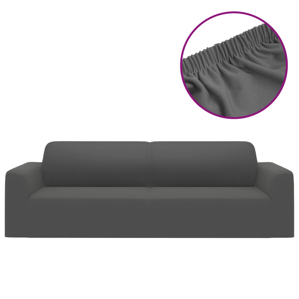 vidaXL Husă elastică pentru canapea 3 locuri poliester jersey antracit vidaXL Husă elastică pentru canapea 3 locuri poliester jersey antracit