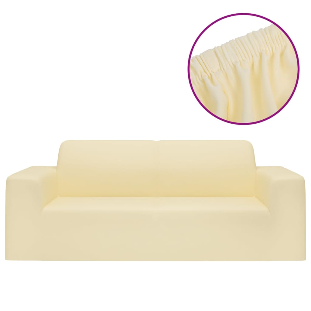 vidaXL Husă elastică pentru canapea cu 2 locuri poliester jersey crem
