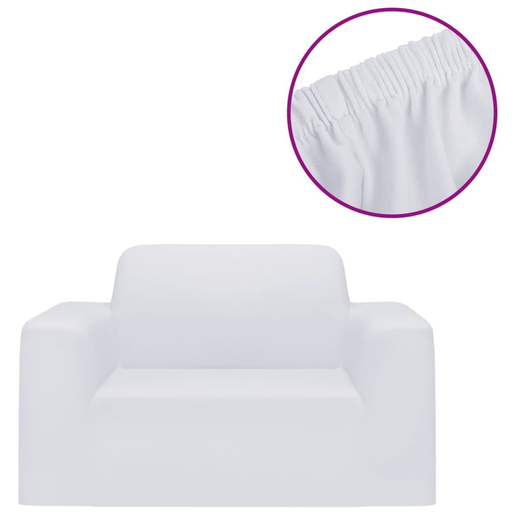 vidaXL Husă elastică pentru canapea, poliester jersey, alb vidaXL Husă elastică pentru canapea, poliester jersey, alb