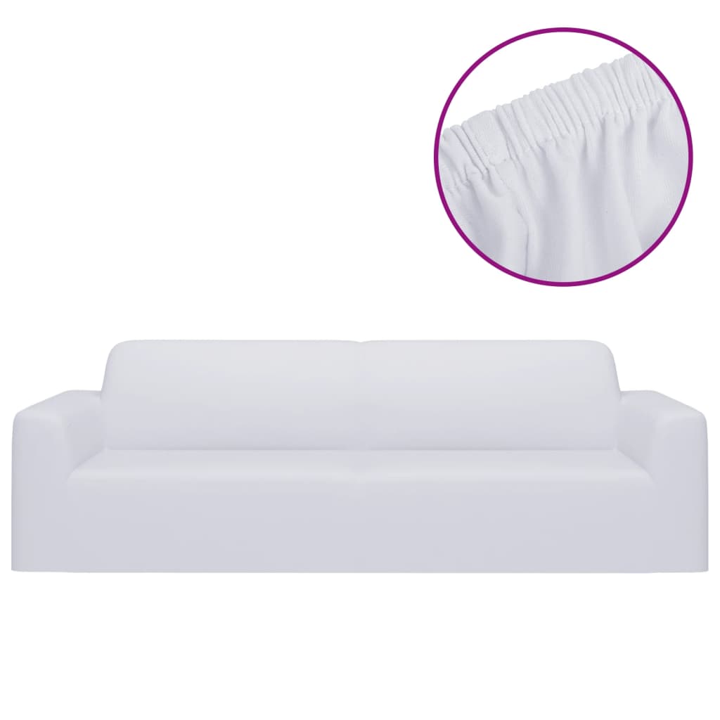 vidaXL Husă elastică pentru canapea cu 3 locuri poliester jersey alb vidaXL Husă elastică pentru canapea cu 3 locuri poliester jersey alb