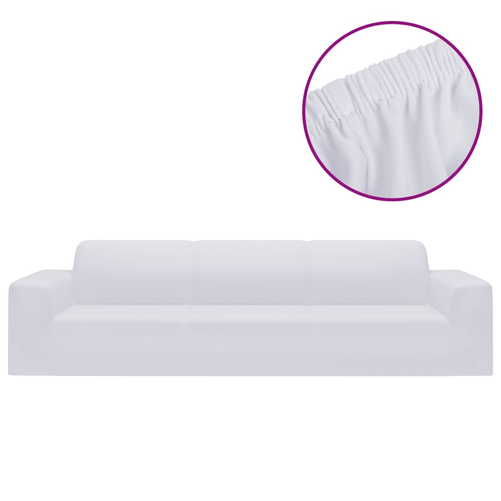 vidaXL Husă elastică pentru canapea cu 4 locuri poliester jersey alb vidaXL Husă elastică pentru canapea cu 4 locuri poliester jersey alb