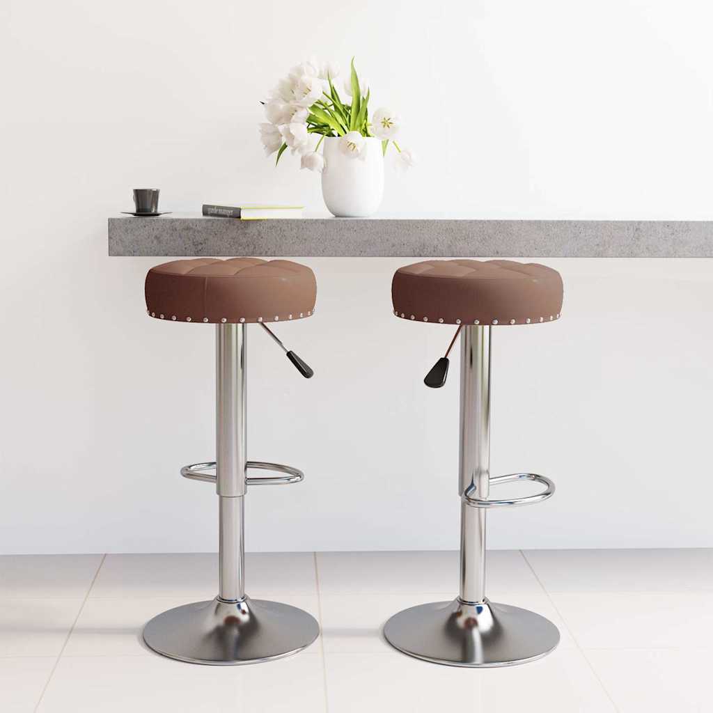 vidaXL Scaune de bar, 2 buc., maro, material textil vidaXL Scaune de bar, 2 buc., maro, material textil
