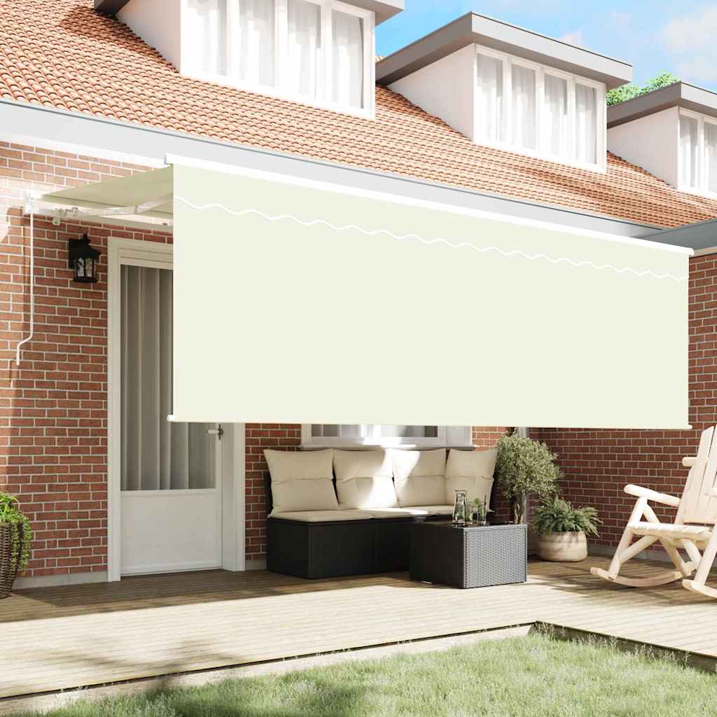 vidaXL Cortina Retractabilă Manual Crem și alb 400 x 200 cm vidaXL Cortina Retractabilă Manual Crem și alb 400 x 200 cm