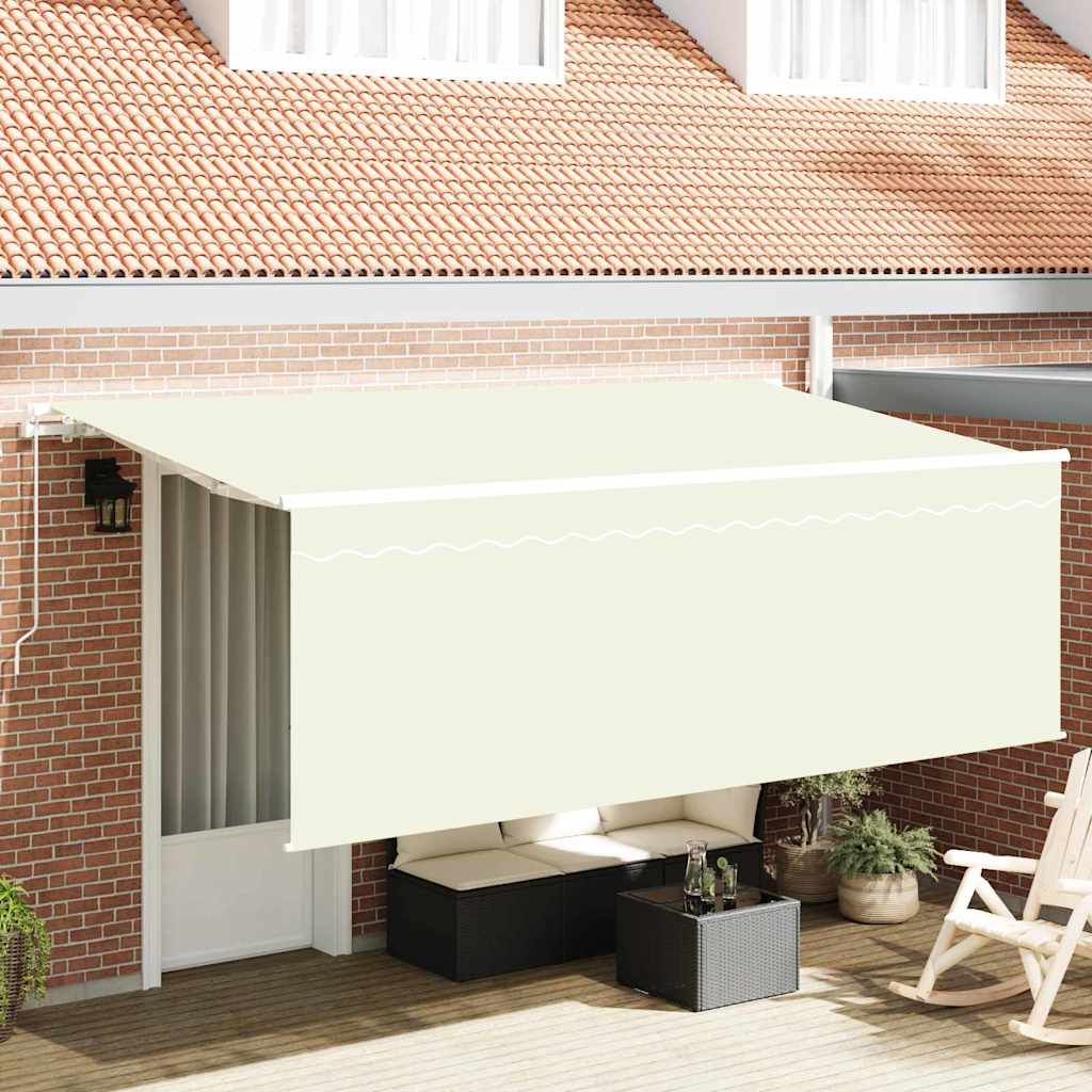 vidaXL Cortina Retractabilă Manual Crem și alb 400 x 200 cm vidaXL Cortina Retractabilă Manual Crem și alb 400 x 200 cm