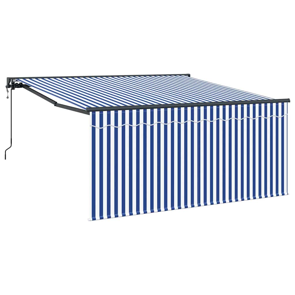 vidaXL Cortina Retractabilă Albastru și alb 300 x 250 cm țesătură