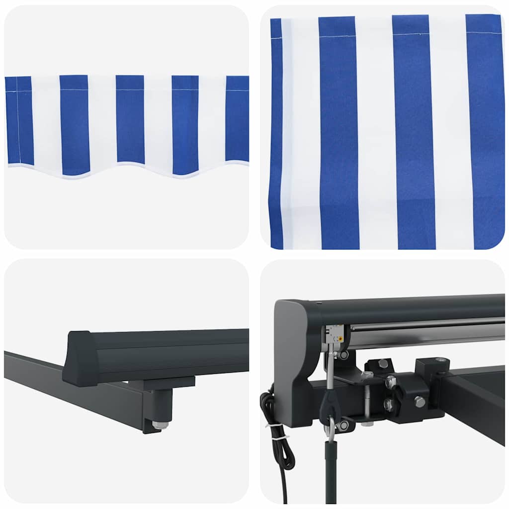 vidaXL Cortina Retractabilă Albastru și alb 300 x 250 cm țesătură