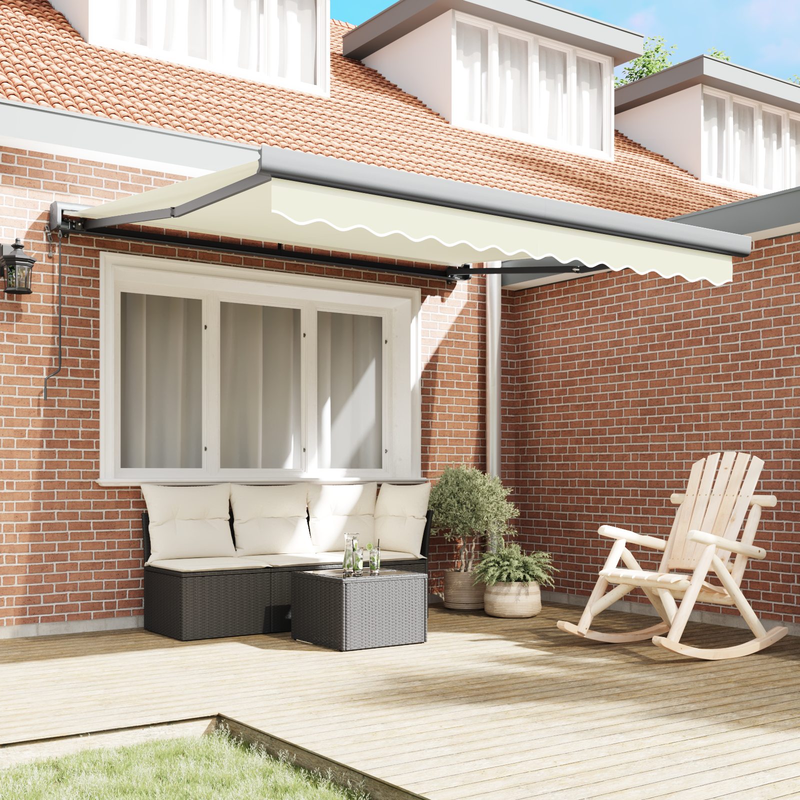 vidaXL Cortina Retractabilă Crem 300 x 250 cm Material textil, Metal