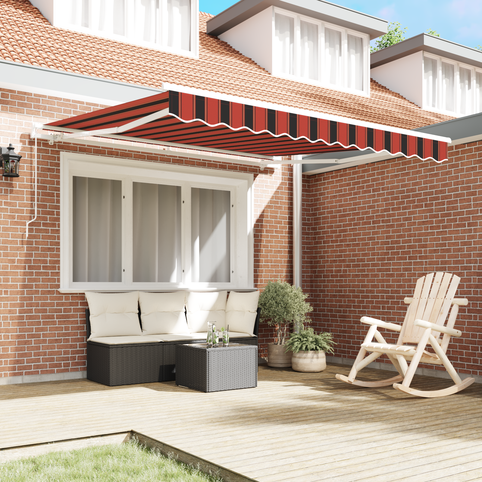 vidaXL Umbrelă Retractabilă Manuală Portocalie și Maro 300x250 cm