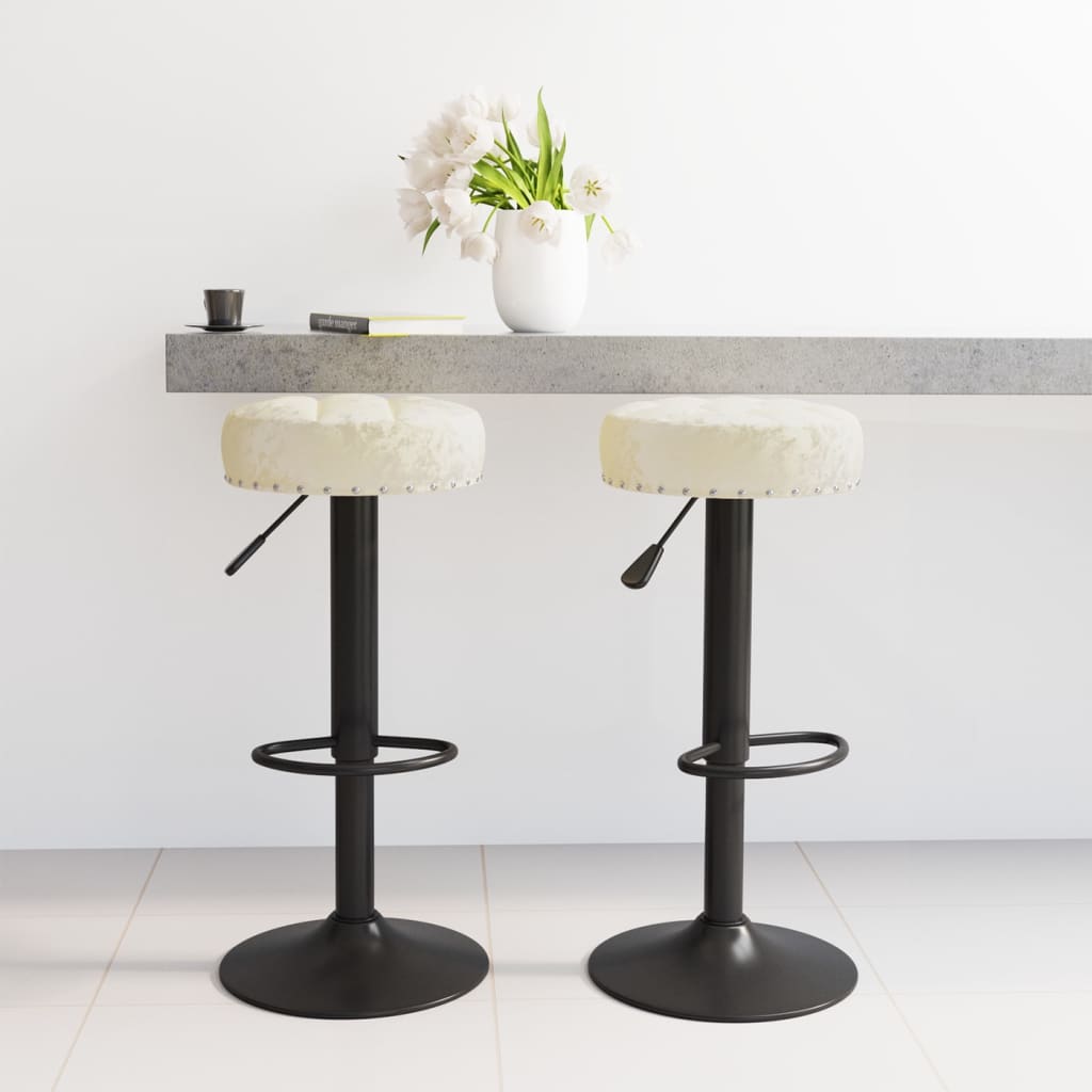 vidaXL Scaune de bar, 2 buc., crem, catifea vidaXL Scaune de bar, 2 buc., crem, catifea