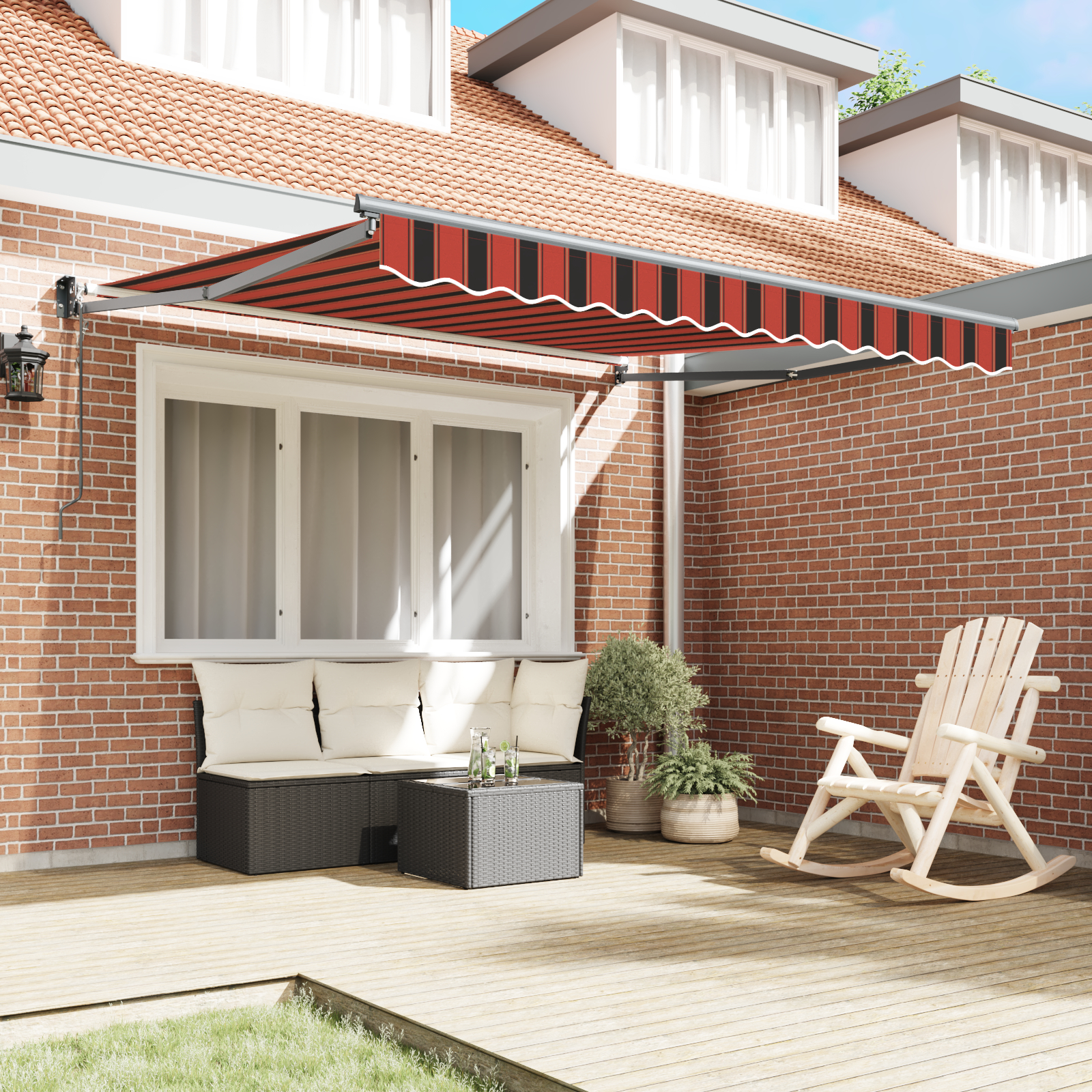vidaXL Cortina Retractabilă Dungi Portocalie și maro 300 x 250 cm vidaXL Cortina Retractabilă Dungi Portocalie și maro 300 x 250 cm