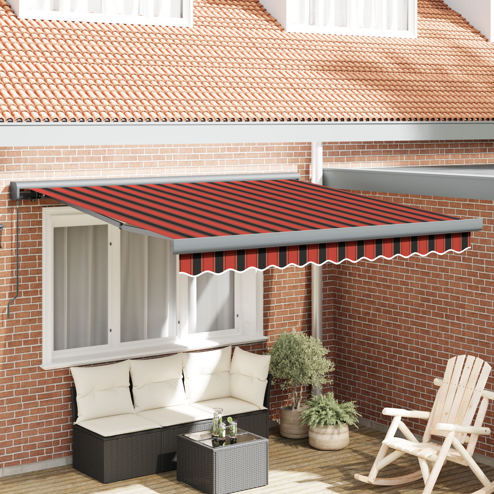 vidaXL Cortina Retractabilă Portocalie și maro 300 x 250 cm