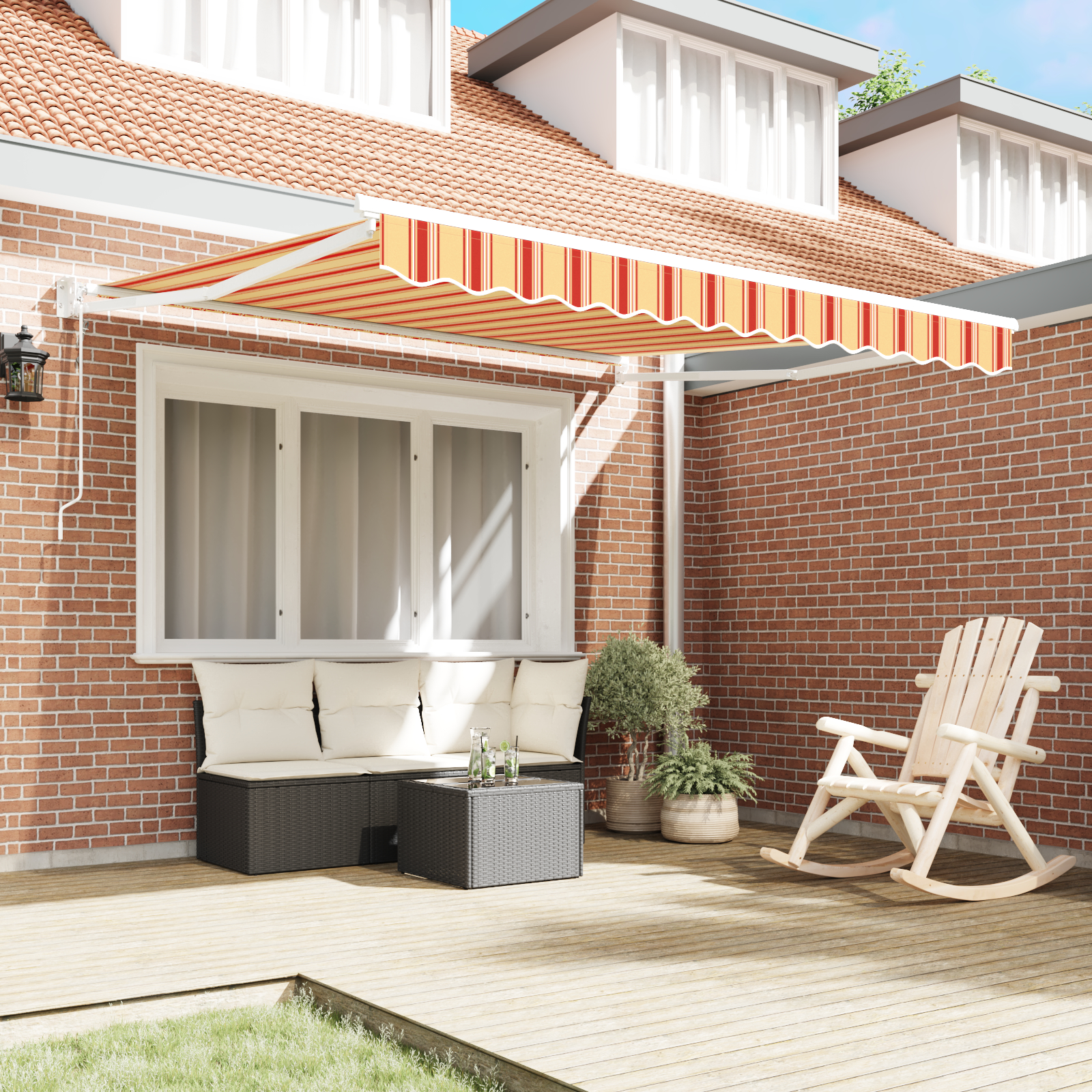 vidaXL Cortina Retractabilă Dungi Galben și portocalie 300 x 250 cm vidaXL Cortina Retractabilă Dungi Galben și portocalie 300 x 250 cm