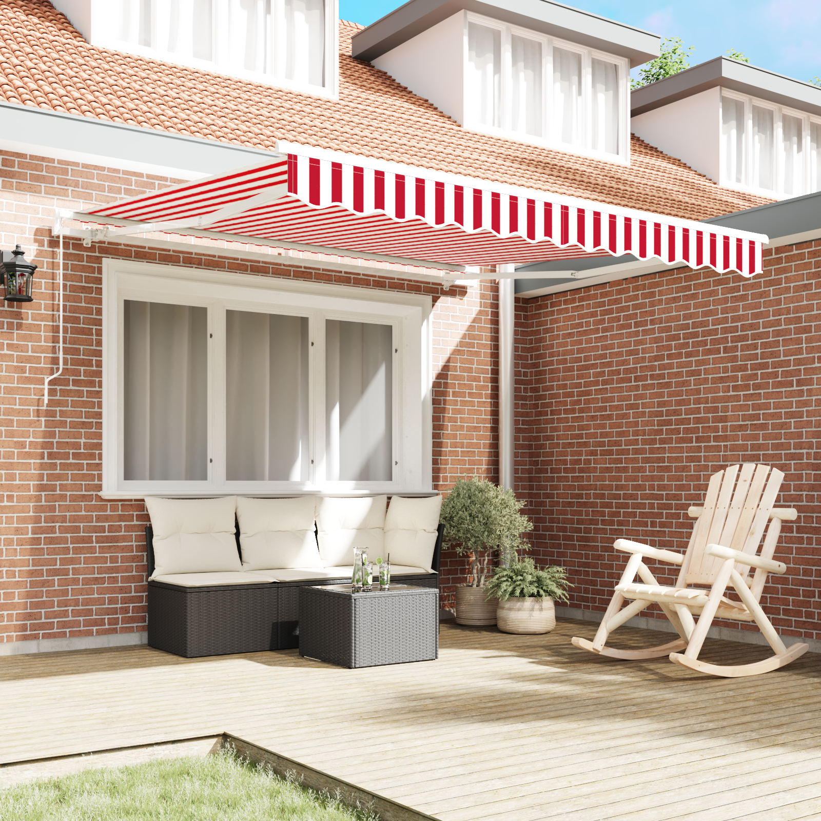 vidaXL Markere retractabil manual roșu și alb - 300 x 250 cm