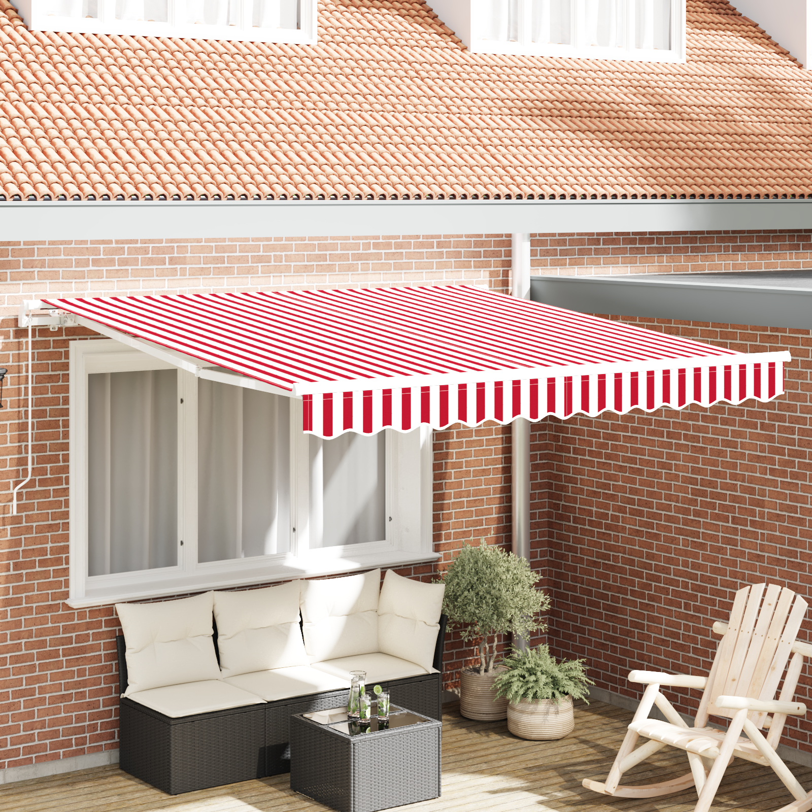 vidaXL Markere retractabil manual roșu și alb - 300 x 250 cm