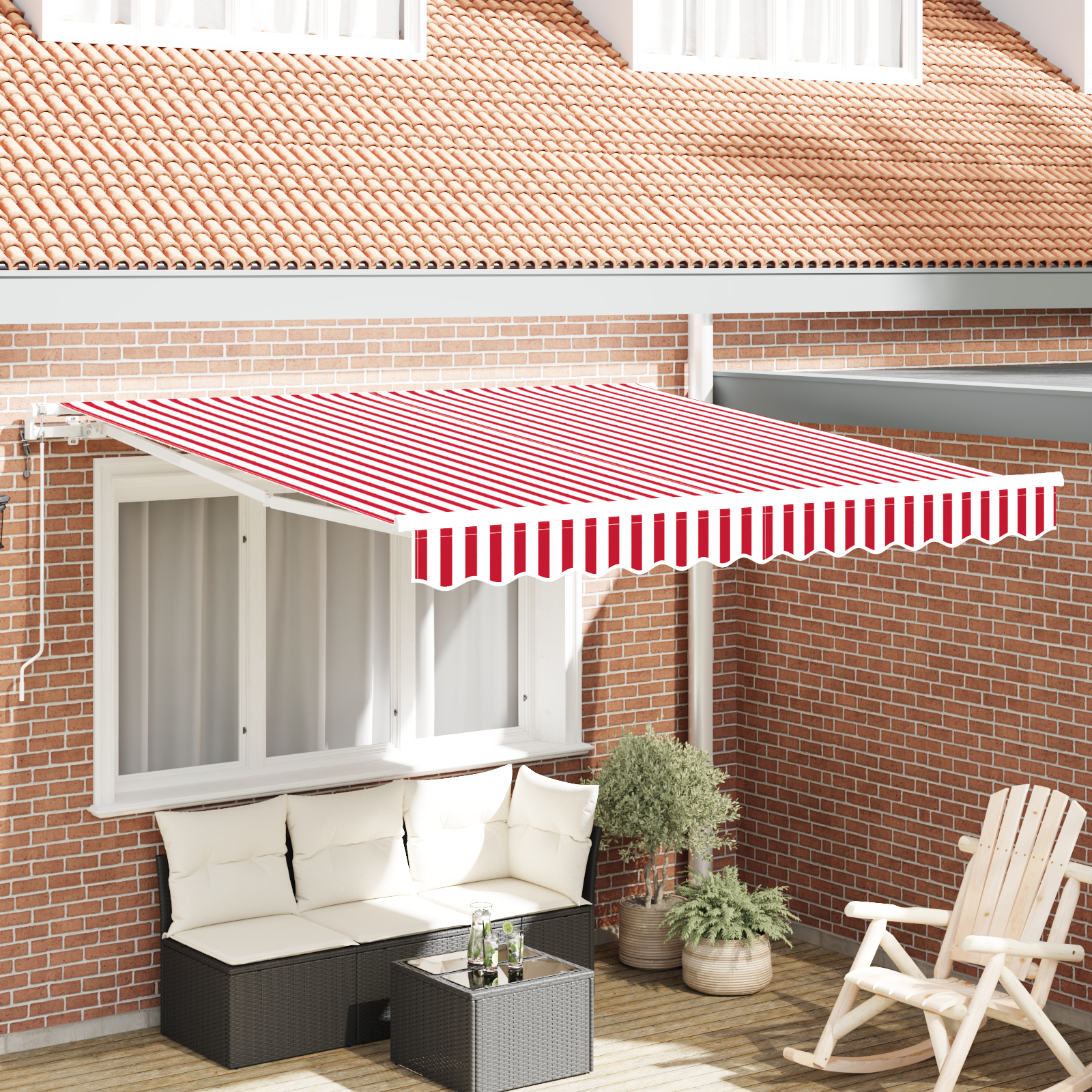 vidaXL Cortina Retractabilă 300 x 250 cm Roșu și alb