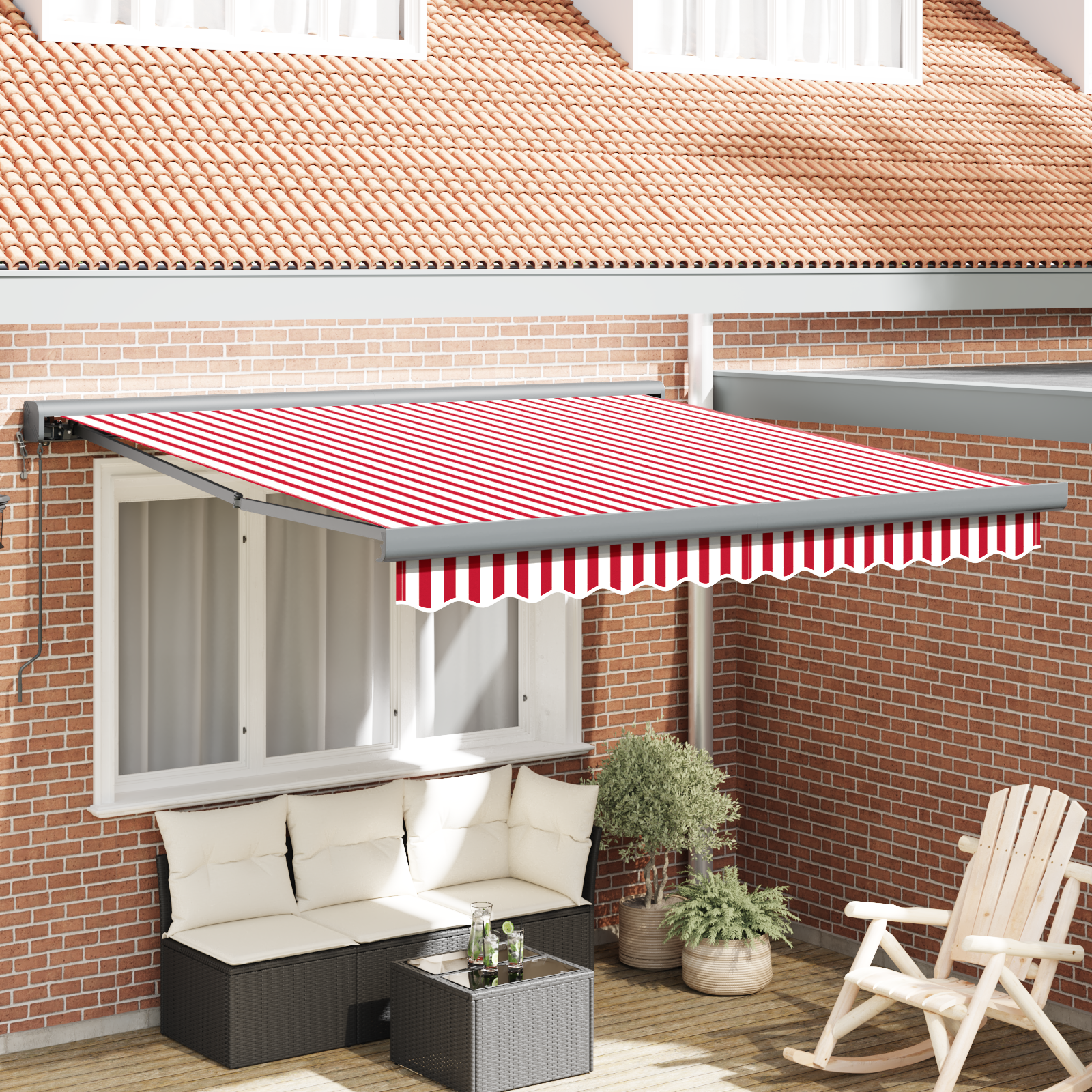 vidaXL Cortina Retractabilă Manual Roșu și alb 300 x 250 cm vidaXL Cortina Retractabilă Manual Roșu și alb 300 x 250 cm