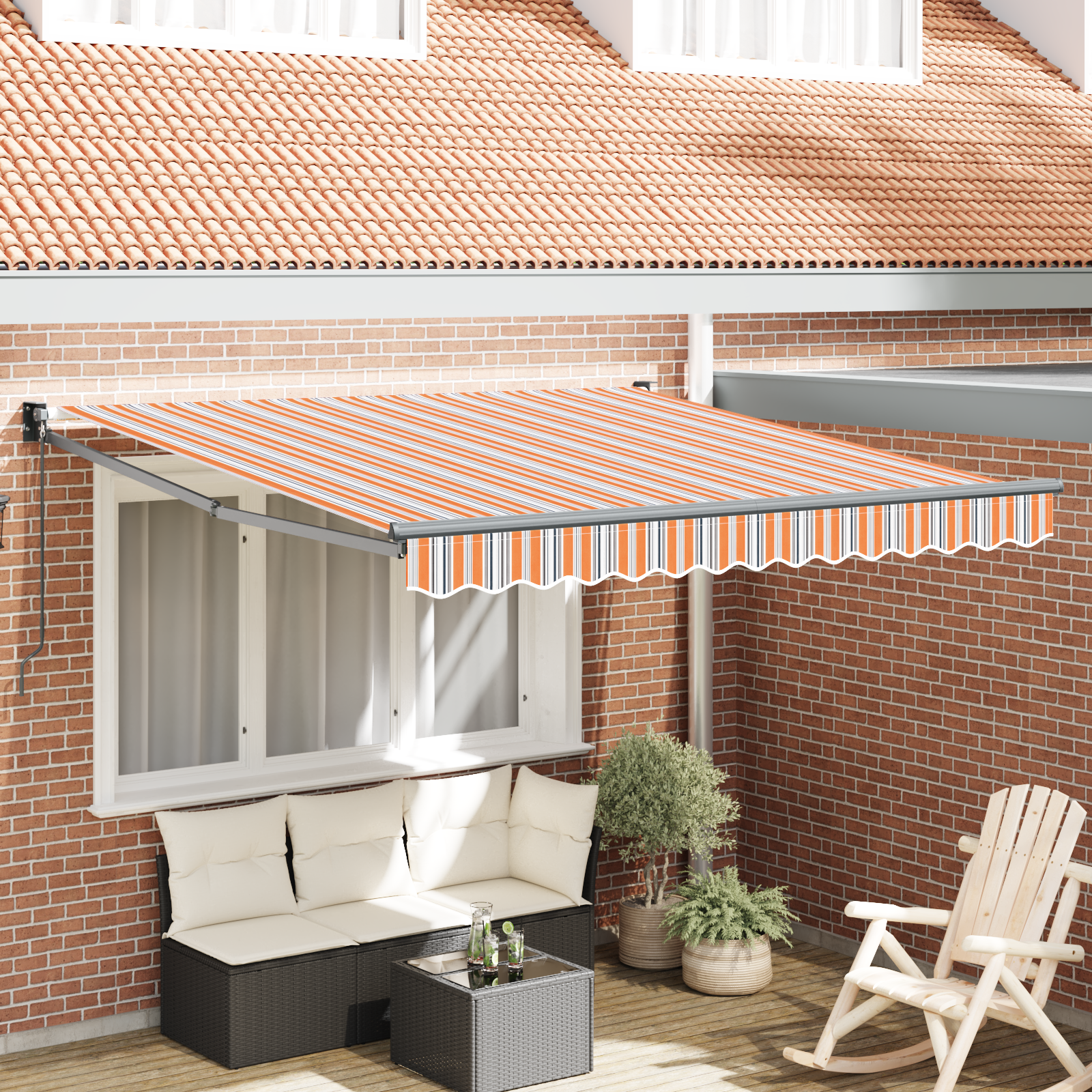 vidaXL Pergolă Retractabilă Manuală cu Dungi Multicolore 300x250 cm vidaXL Pergolă Retractabilă Manuală cu Dungi Multicolore 300x250 cm