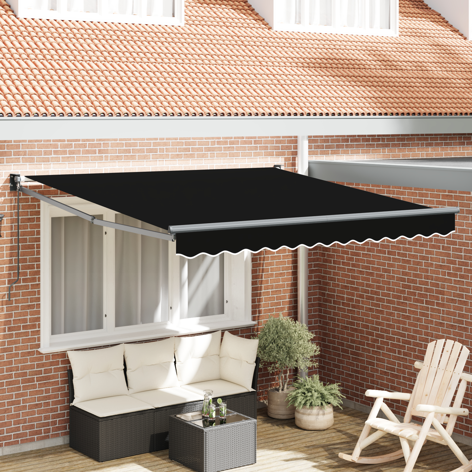 vidaXL Pergolă Manuală Retractabilă Neagră 300 x 250 cm