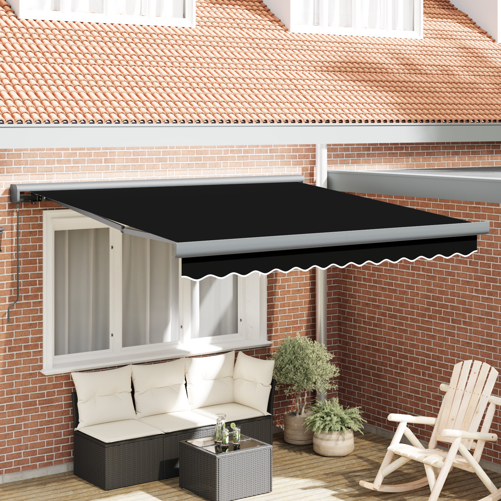 Marchiză manuală retractabilă neagră 300x250 cm Marchiză manuală retractabilă neagră 300x250 cm