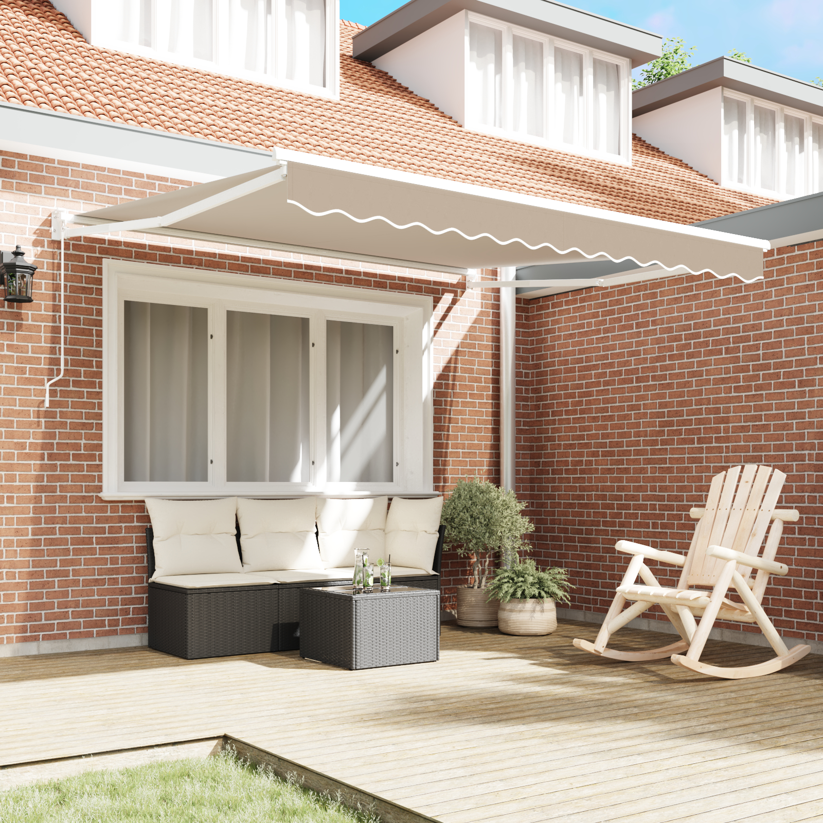 vidaXL Avizier Manual Retractabil Bej 300 x 250 cm