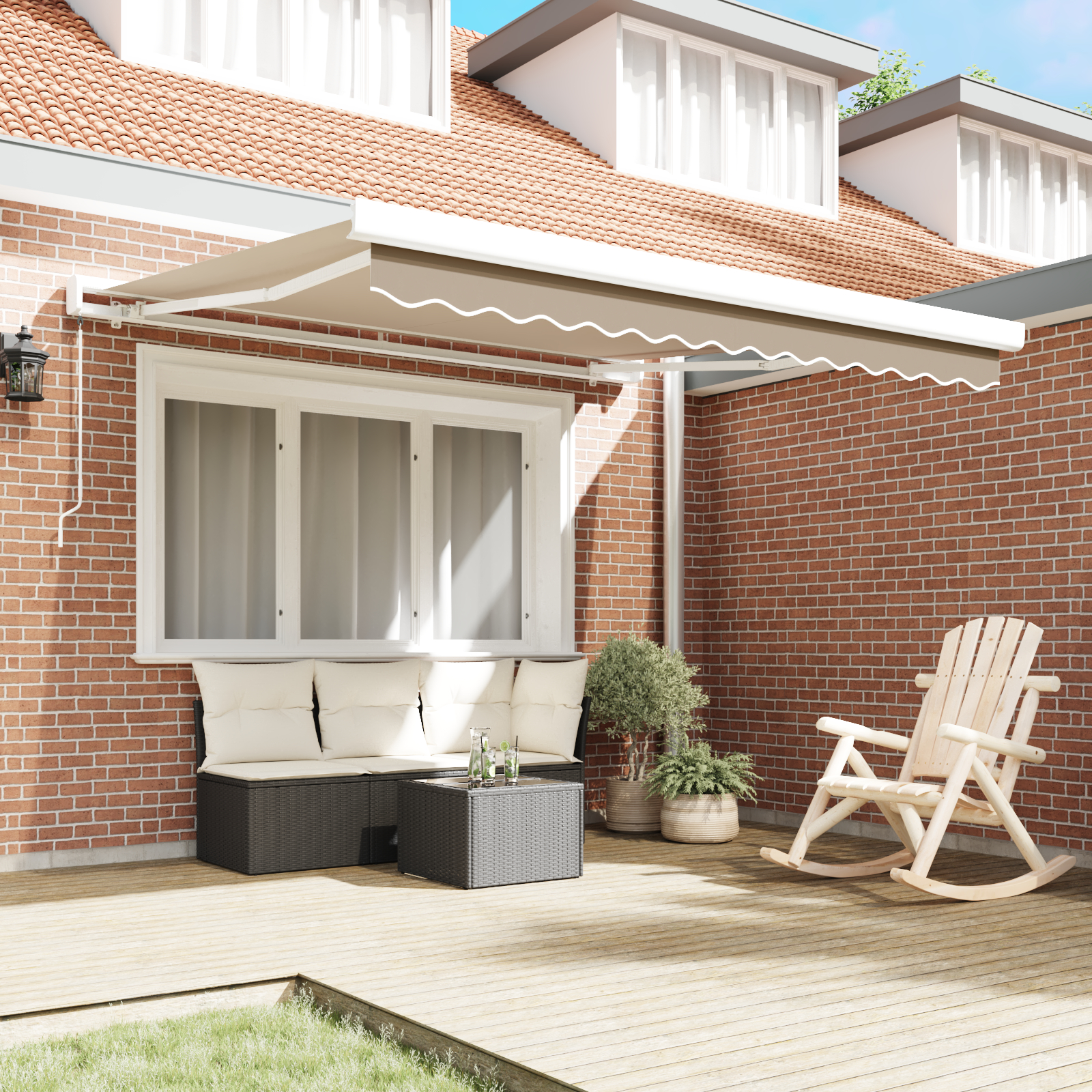 Marchiză manuală retractabilă vidaXL Bej 300x250 cm Marchiză manuală retractabilă vidaXL Bej 300x250 cm