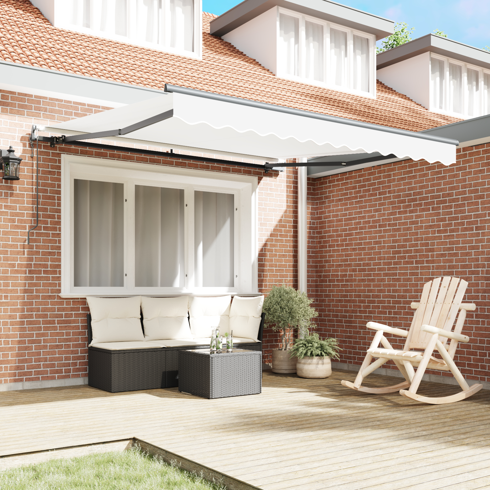 vidaXL Copertină Retractabilă Alb 300x250 cm
