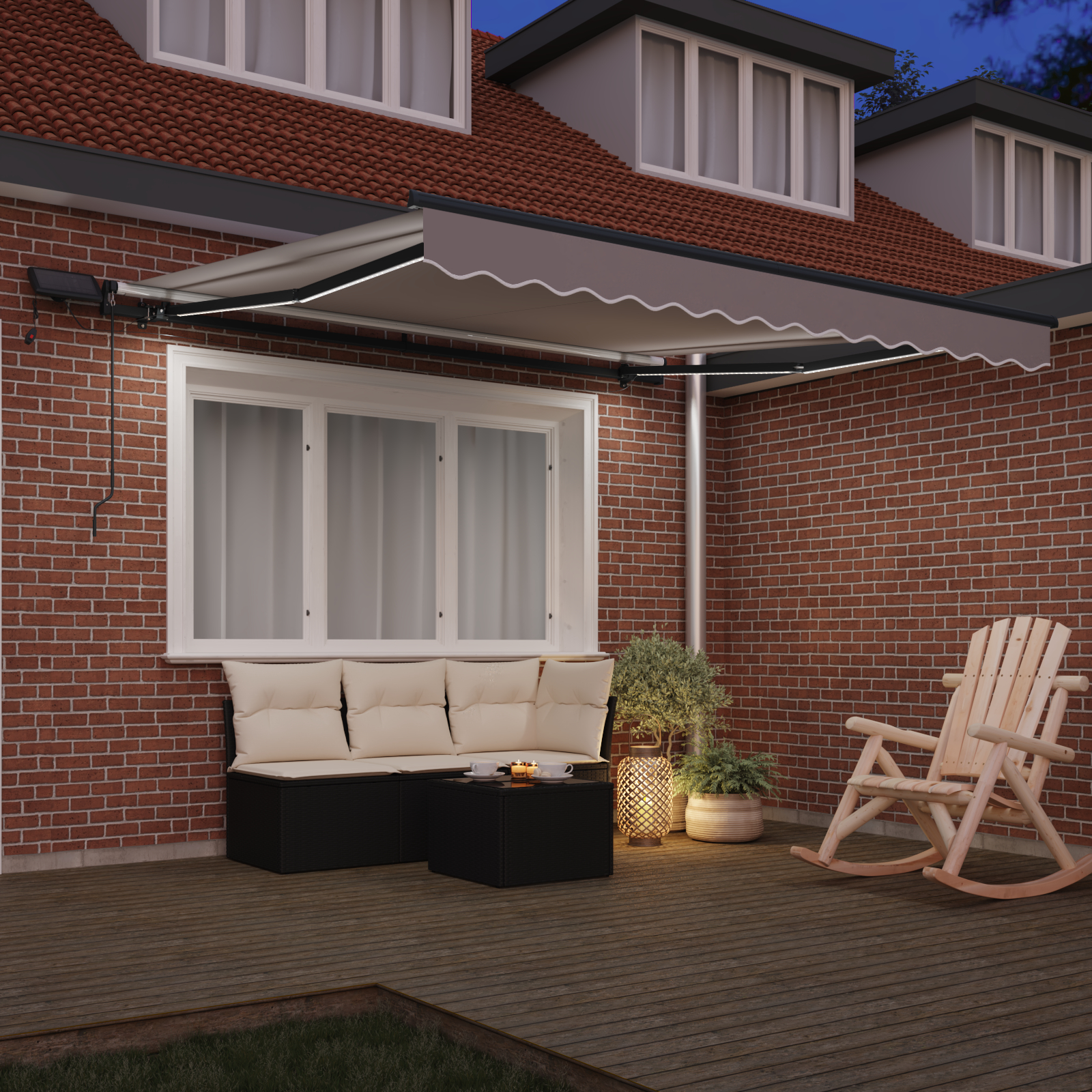 Marcheza retractabilă manuală vidaXL cu LED Gri deschis 300x250 cm Marcheza retractabilă manuală vidaXL cu LED Gri deschis 300x250 cm