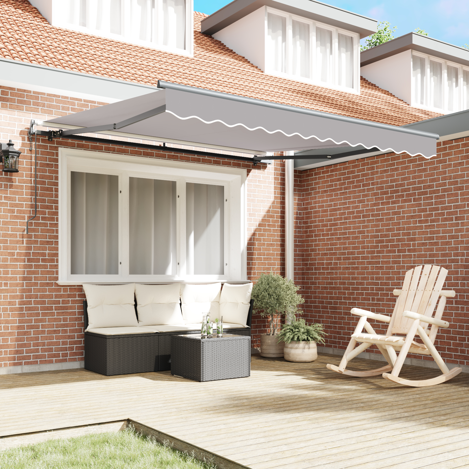 vidaXL Obroc automat retractabil , gri deschis, 300 x 250 cm vidaXL Obroc automat retractabil , gri deschis, 300 x 250 cm