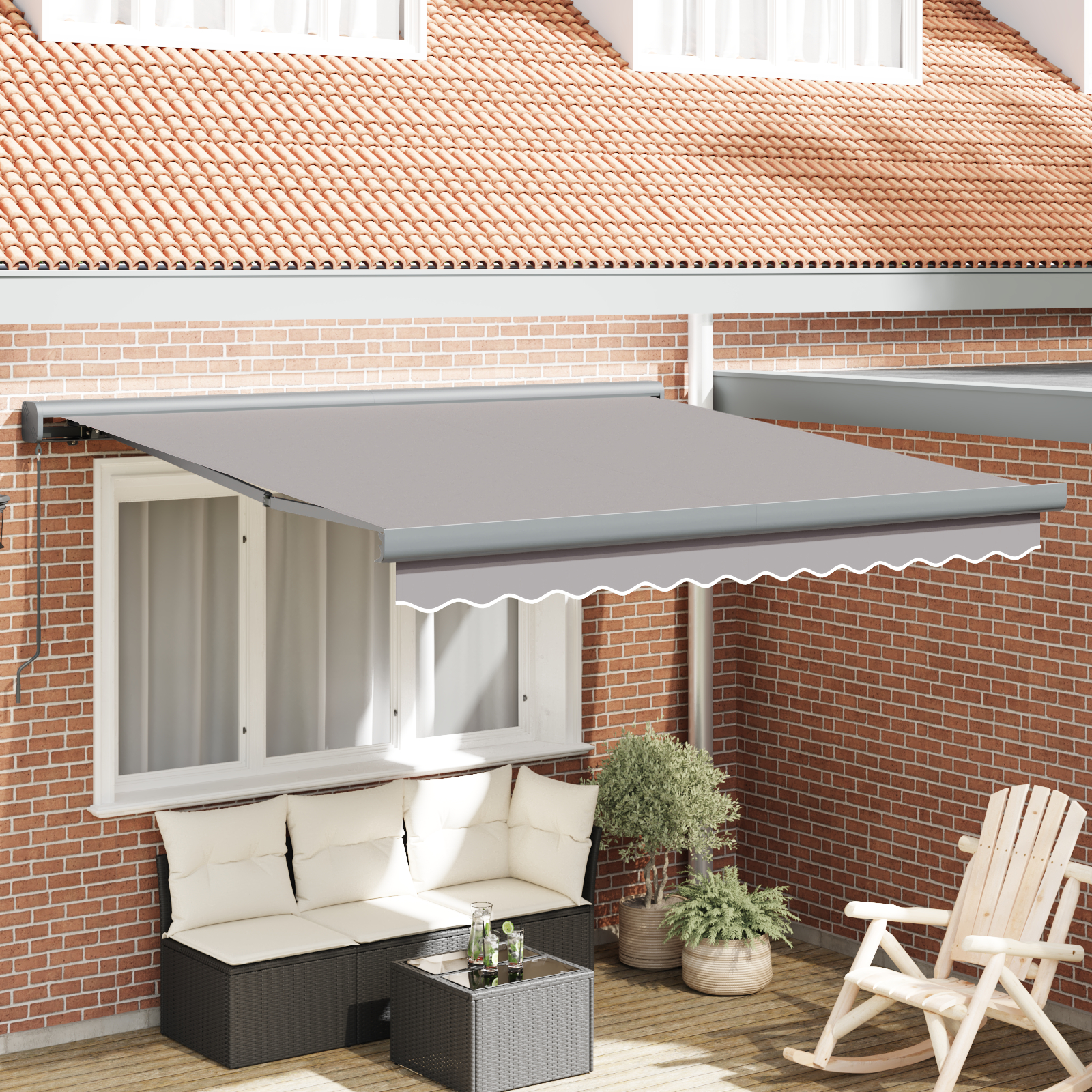 vidaXL Cortina Retractabilă Gri deschis 300 x 250 cm Stofă și Metal