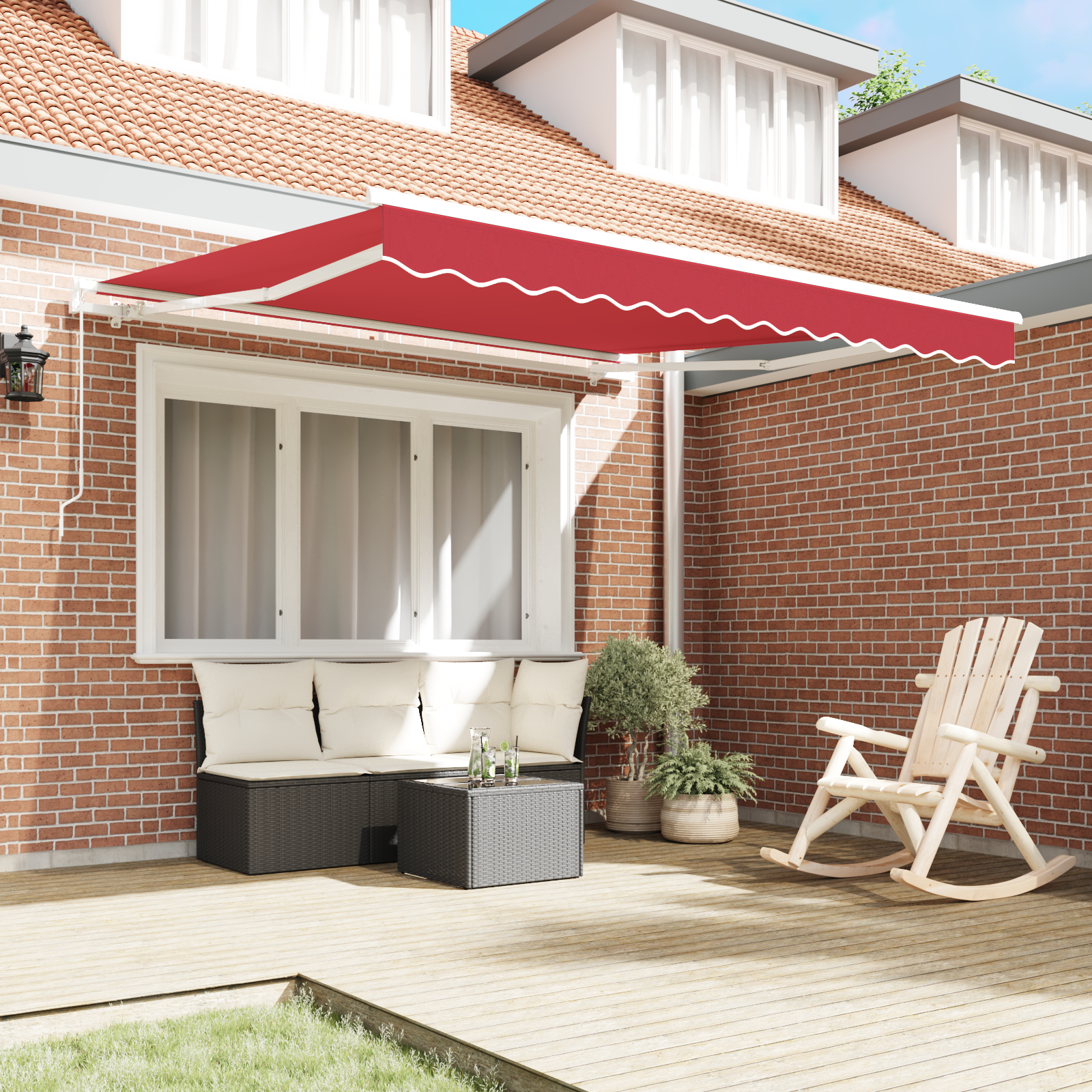 Marchiză manuală retractabilă roșie 300x250 cm Marchiză manuală retractabilă roșie 300x250 cm