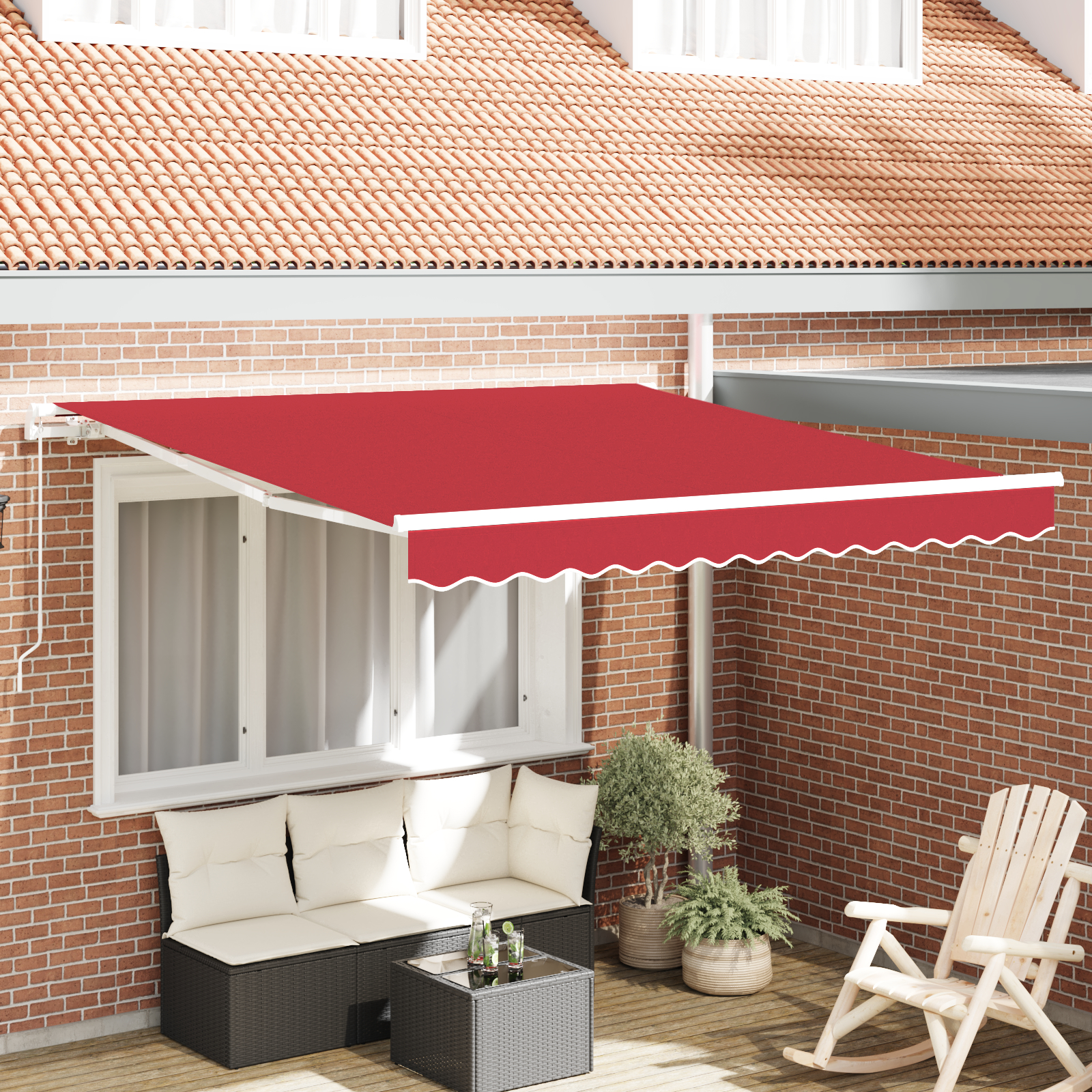 Marchiză manuală retractabilă roșie 300x250 cm Marchiză manuală retractabilă roșie 300x250 cm