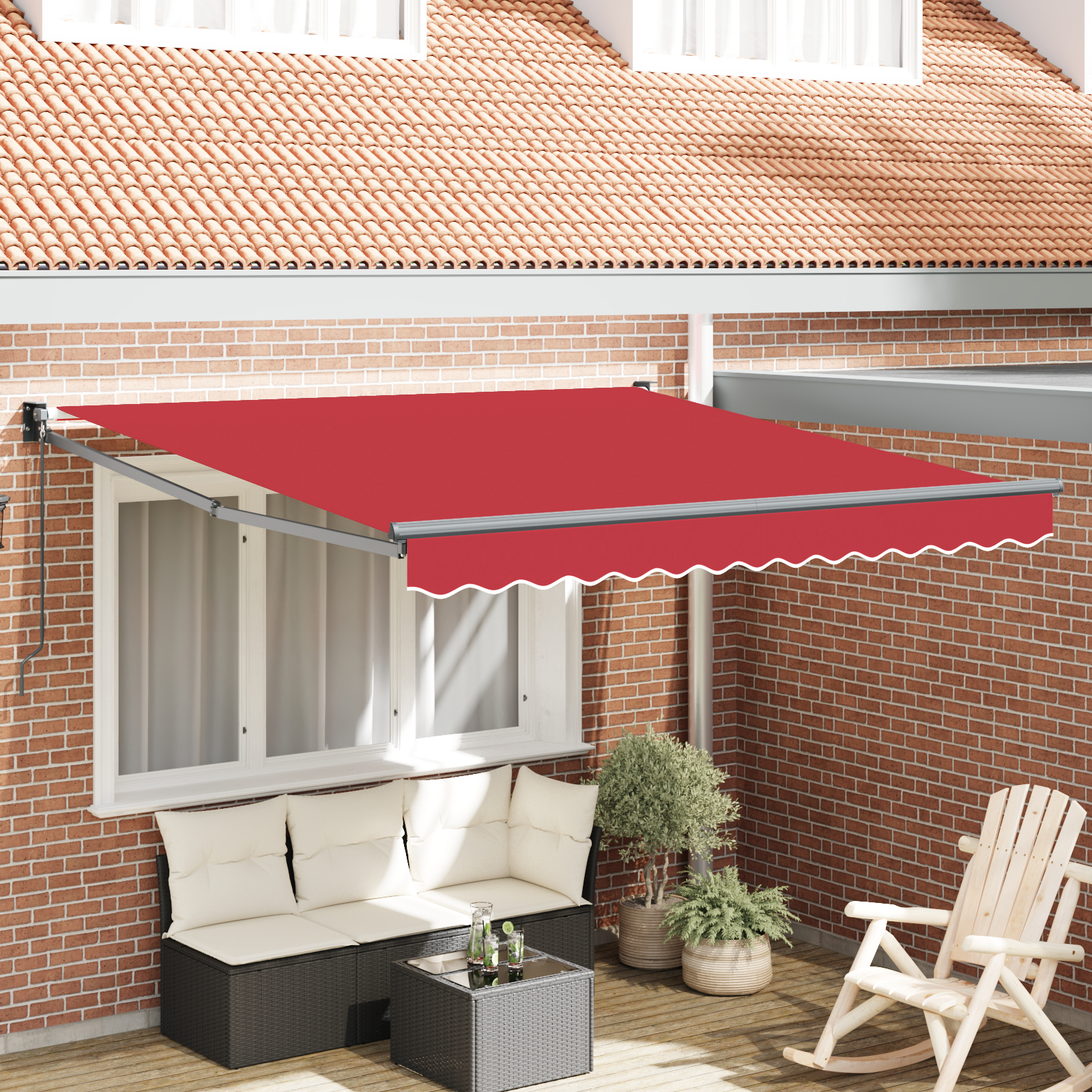vidaXL Umbrela retractabilă roșie, 300 x 250 cm vidaXL Umbrela retractabilă roșie, 300 x 250 cm