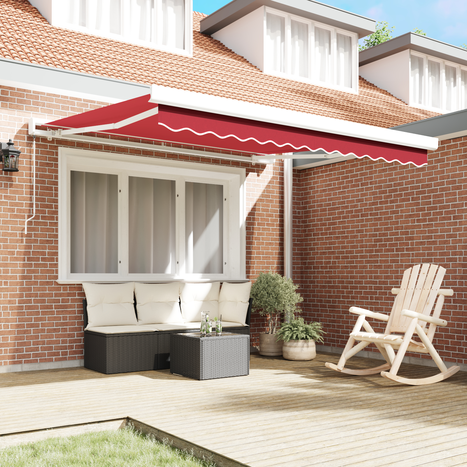 Markiză manuală retractabilă roșie 300x250 cm Markiză manuală retractabilă roșie 300x250 cm