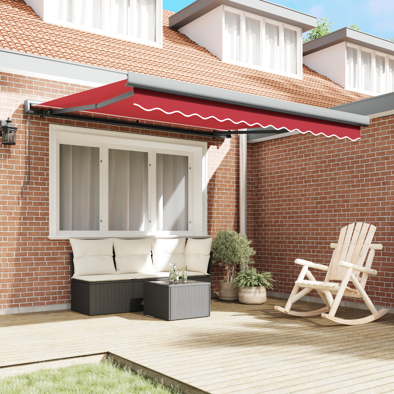 Marchiză Manuală Retractabilă vidaXL Roșie 300x250 cm Marchiză Manuală Retractabilă vidaXL Roșie 300x250 cm