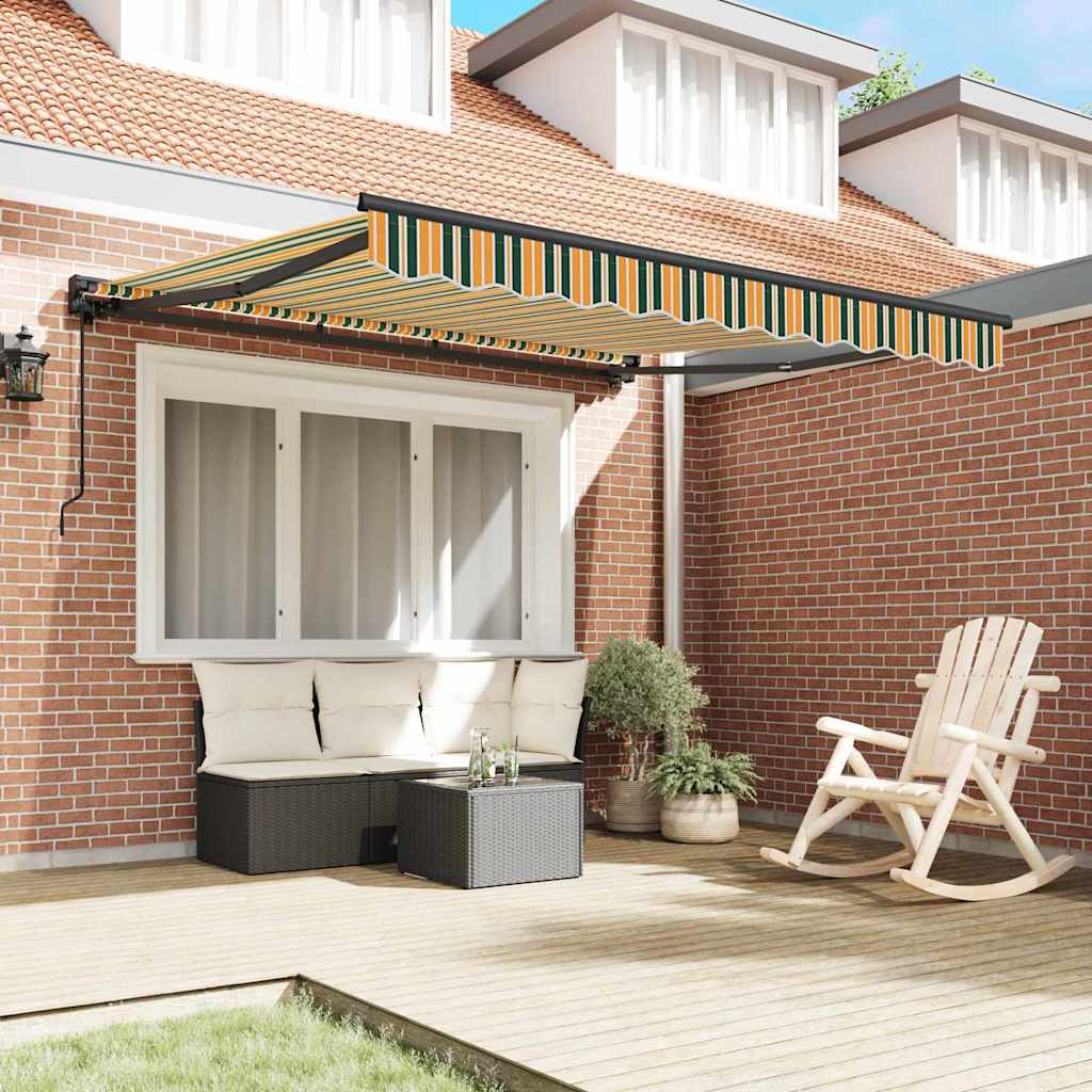 vidaXL Cortina Retractabilă Manual Verde și galben 300 x 250 cm