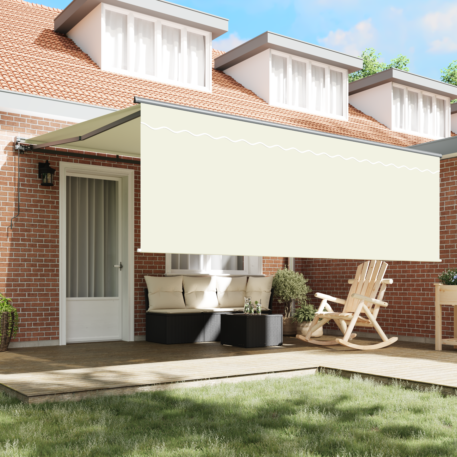vidaXL Cortina Retractabilă Crem 350 x 250 cm Material textil, Metal