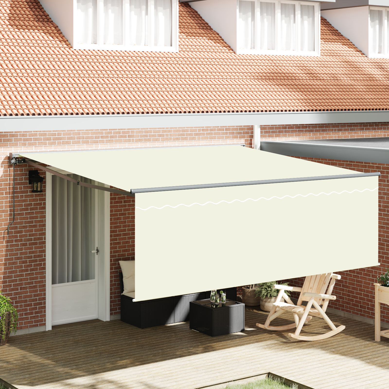 vidaXL Cortina Retractabilă Crem 350 x 250 cm Material textil, Metal