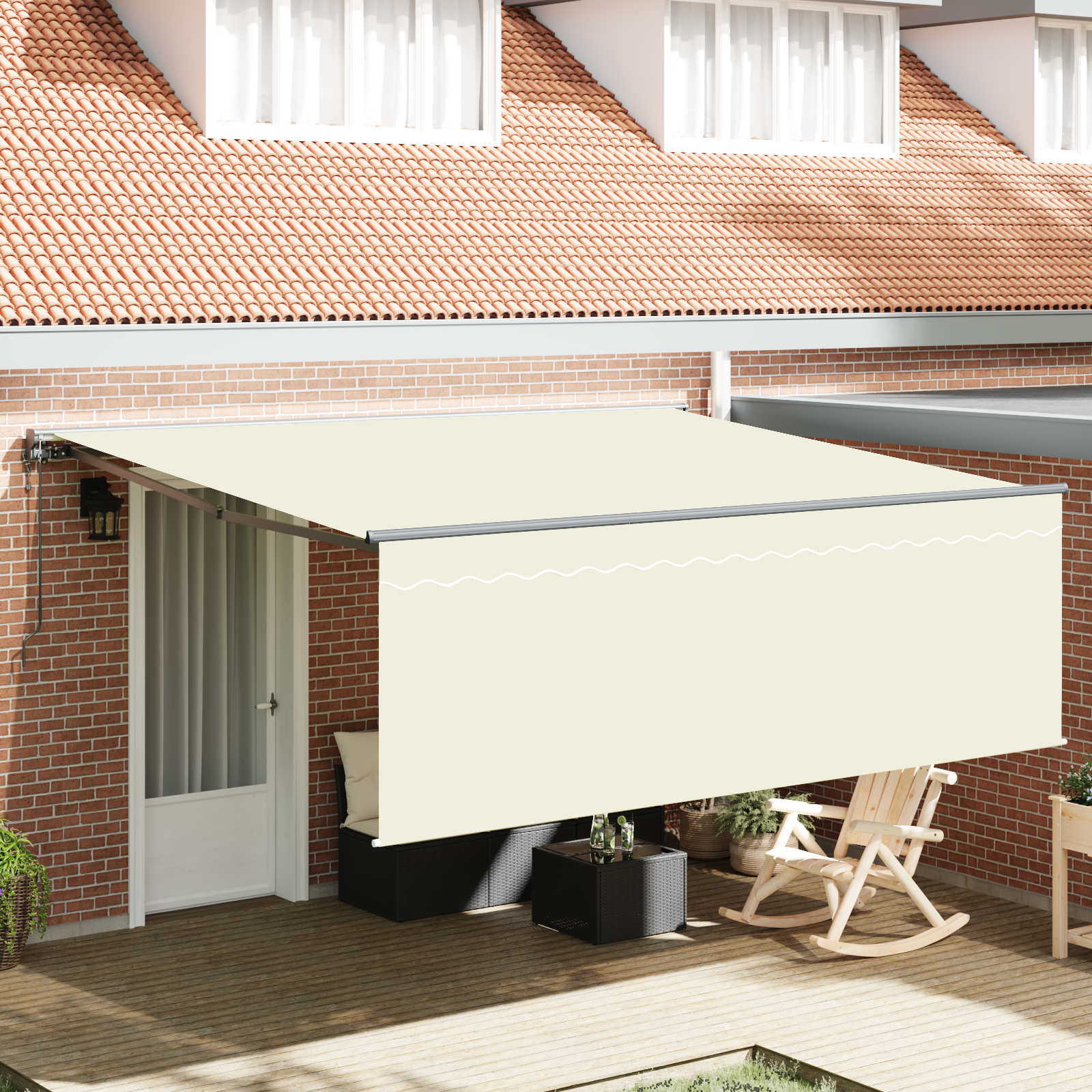 vidaXL Cortina Retractabilă Crem 350 x 250 cm Material textil, Metal vidaXL Cortina Retractabilă Crem 350 x 250 cm Material textil, Metal