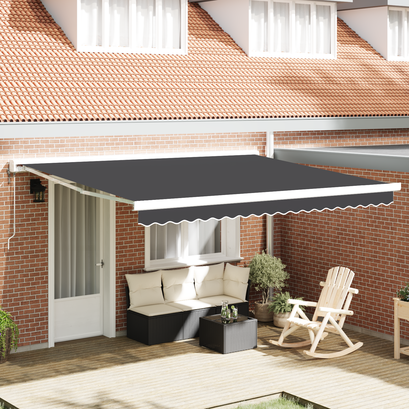 vidaXL Cortina Retractabilă Portocalie și albă 350 x 250 cm vidaXL Cortina Retractabilă Portocalie și albă 350 x 250 cm