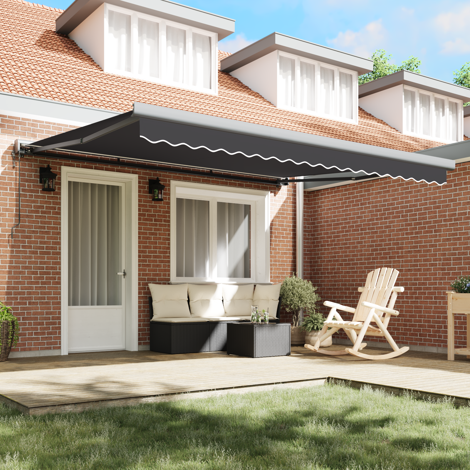 vidaXL Cortina Retractabilă Manual portocaliu și alb 350 x 250 cm vidaXL Cortina Retractabilă Manual portocaliu și alb 350 x 250 cm